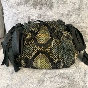 PRADA Nylon Python Print Large Bow Bag in Verde! 100% AUTHENTIC!!